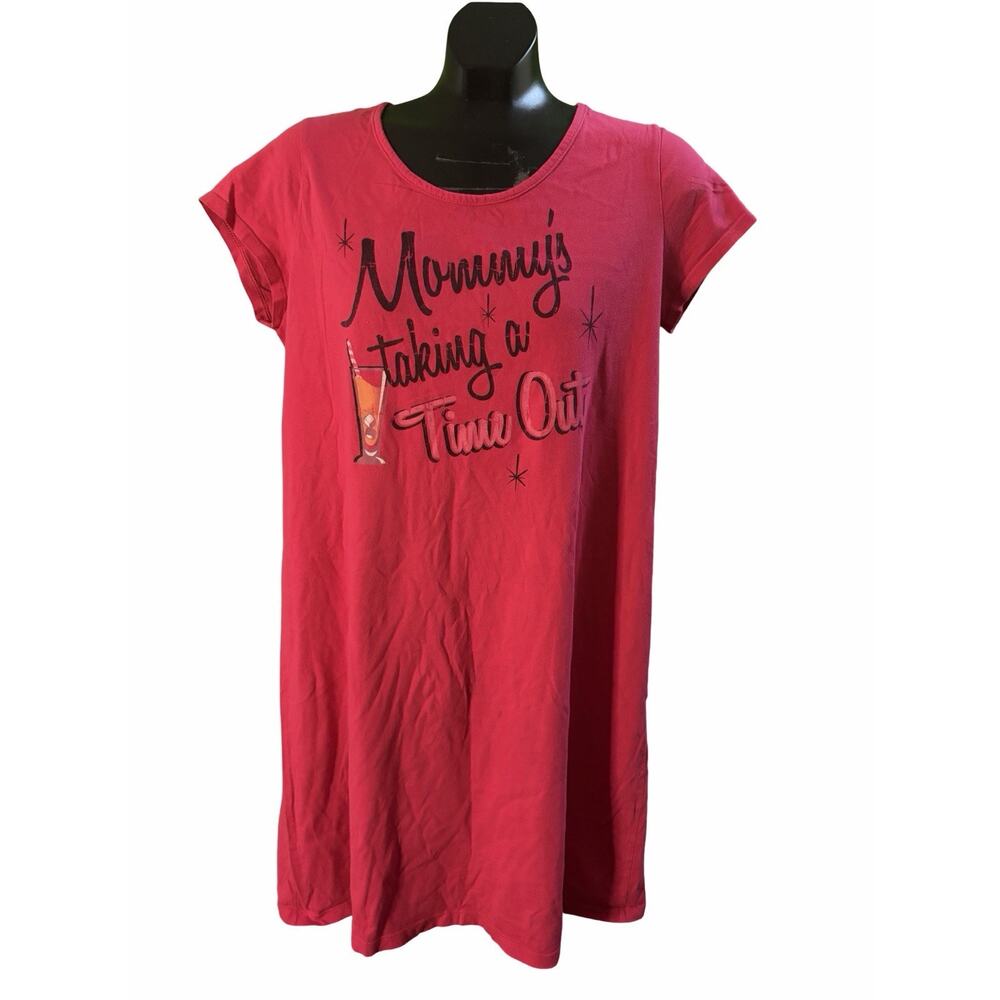 Mommy’s Taking a Time Out Graphic T-Shirt Womens Medium Pink Funny Mom Wine Tee